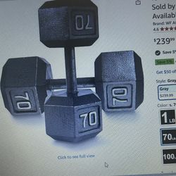 70 Lbs Hexagon Dumbbells 