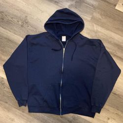 Navy blue vintage 90s zip-up hoodie 🌐