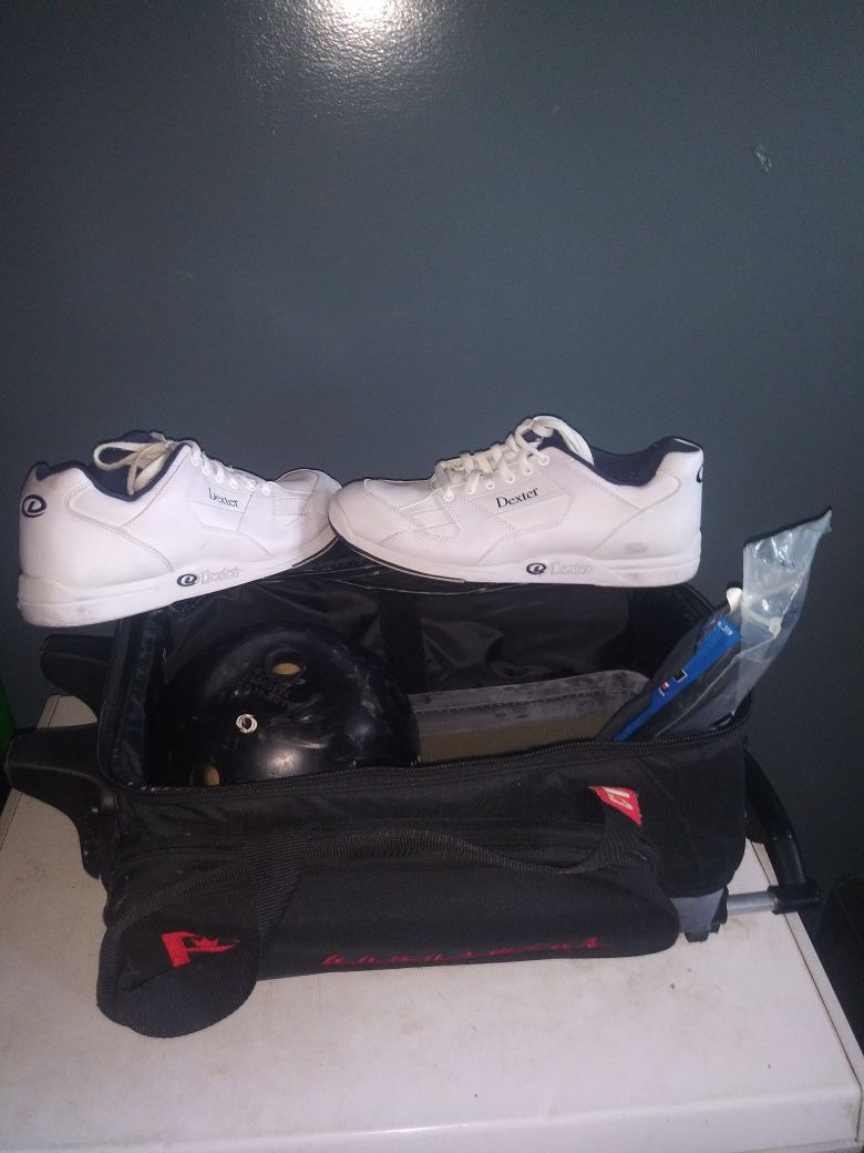 Bowling ball,shoes, and bag