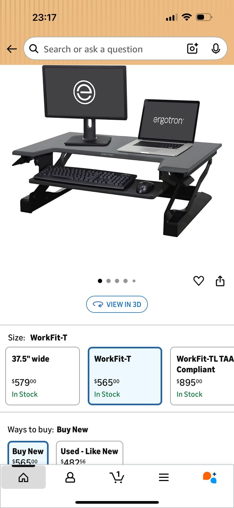Ergotron WorkFit-T Standing Desk Converter 