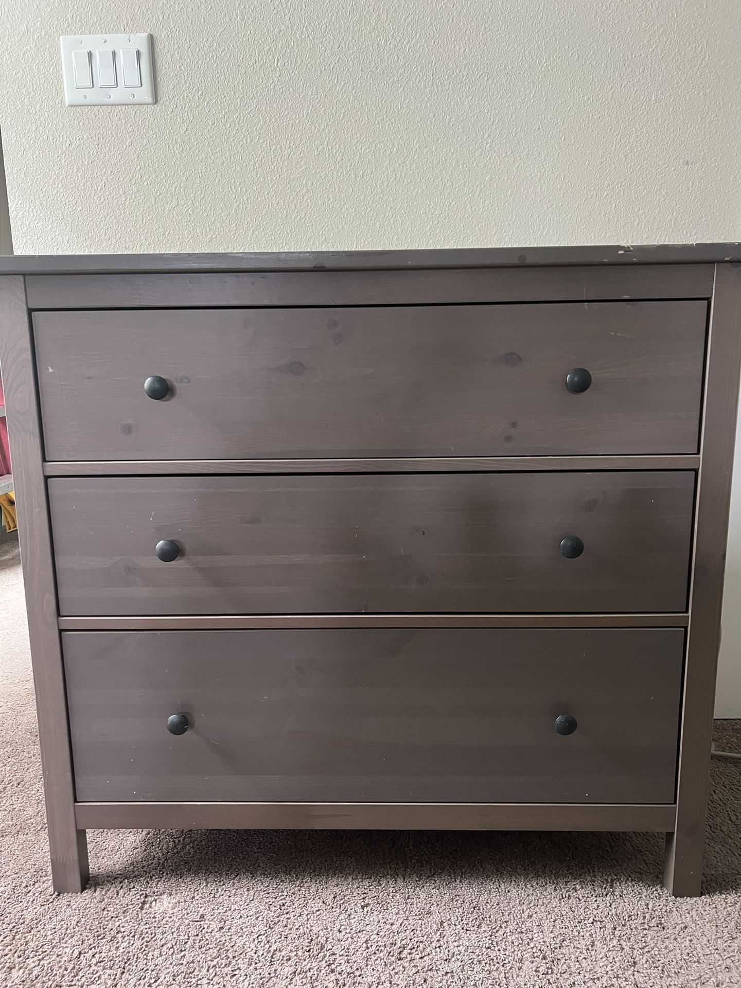 Ikea HEMNES 3-drawer chest, dark gray stained