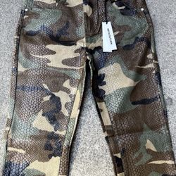 Camo Python Snake Skin Flare Jeans Pants Mens Urban Hip Hop Army New 34-30