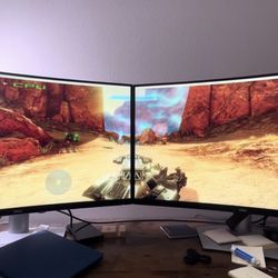 2 Dell S3221QS 32” Curved 4K UHD monitors plus USB-C docking station.