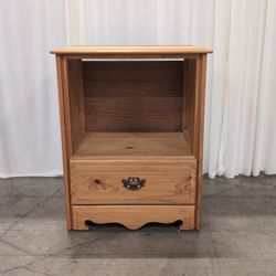 Natural Pine Single-Drawer Nightstand with Open Shelf