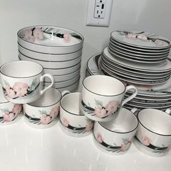 33 Piece Vintage Sango Jolie Dinner Set Dinner Plates Lunch Plates Cups And Saucers Oven Dishwasher Microwave Safe 
