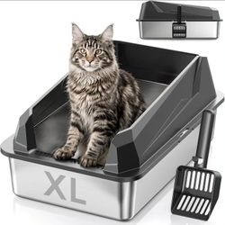 🔥new  inbox🔥XL Cat Litter Box: High-Sided Anti-Urine Leakage
Non-Stick Cleans 70% Faster - Large Stainless Steel Litter Box