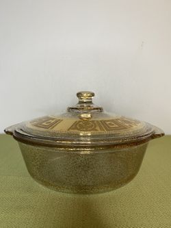 Stunning Gold Speckled Fire-King 2qt Casserole Dish with Lid