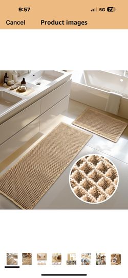 Large Waffle Bath Mat Set, Non Slip Bath Rug Set, Ultra Absorbent Bath Mats for Bathroom Decor, Extra Soft Floor Bathroom Rugs Sets 2 Piece, Washable 