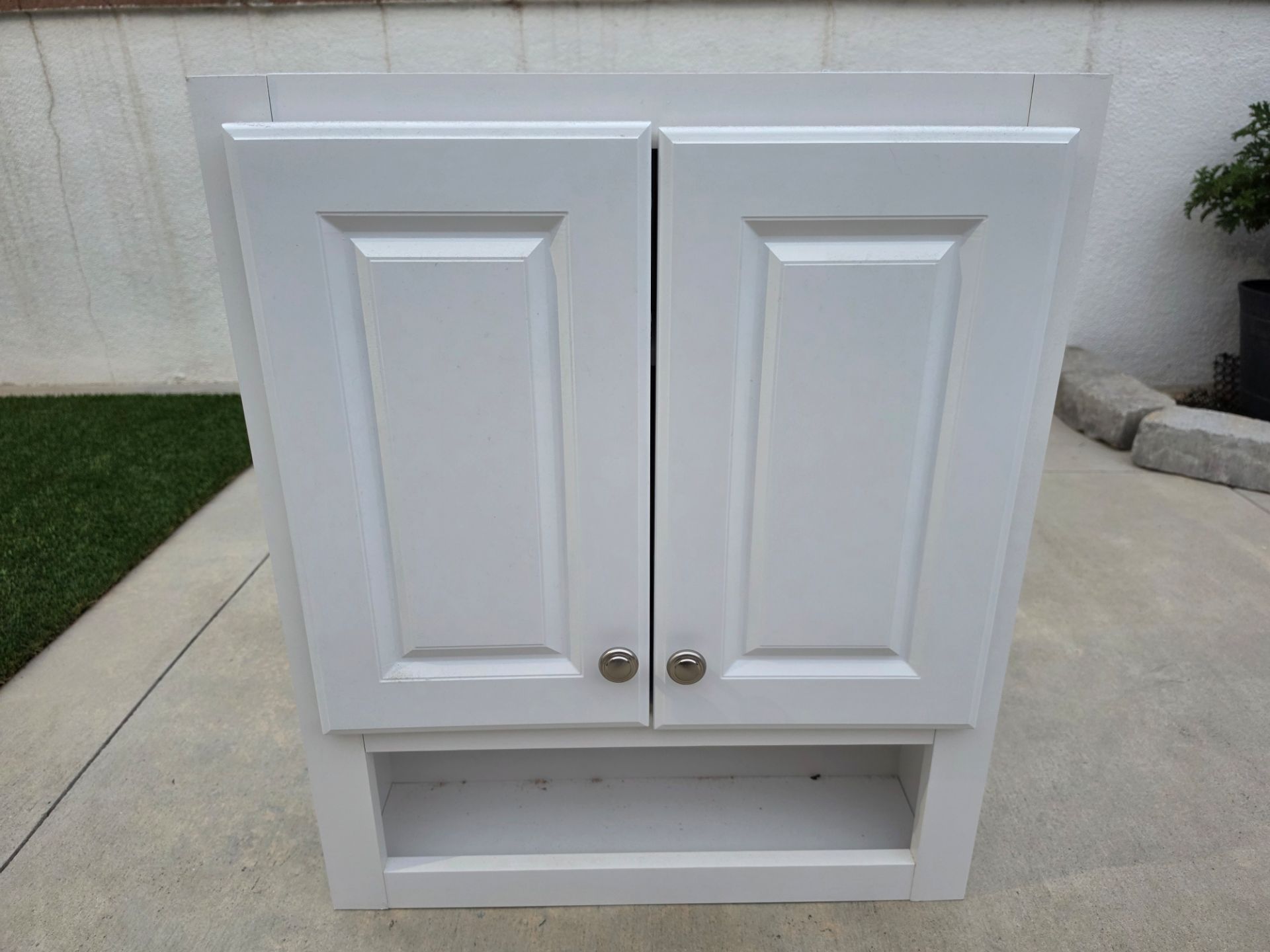 Bathroom Wall Storage Cabinets with Door and Open Shelves,over The Toilet Storage, White 24" L x 7.8" W x 28" H $30