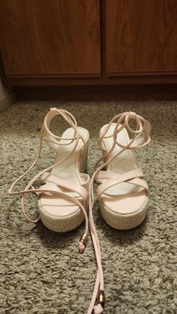 Pink strap wedges, light pink wedges, Pink Wedges, Pink Shoes