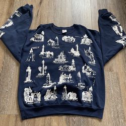 Vintage All Over Print Lighthouses Sweatshirt 
