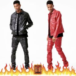 Men’s Stacked Leather Jeans + Jacket