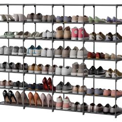 Large Shoe Rack 4 Row 7 Tier Stackable Storage Organizer Shelf 56-70 Pairs Sneaker Sturdy Shoes Cabinet Holder Cubby with Plastic Sheets for Entryway 