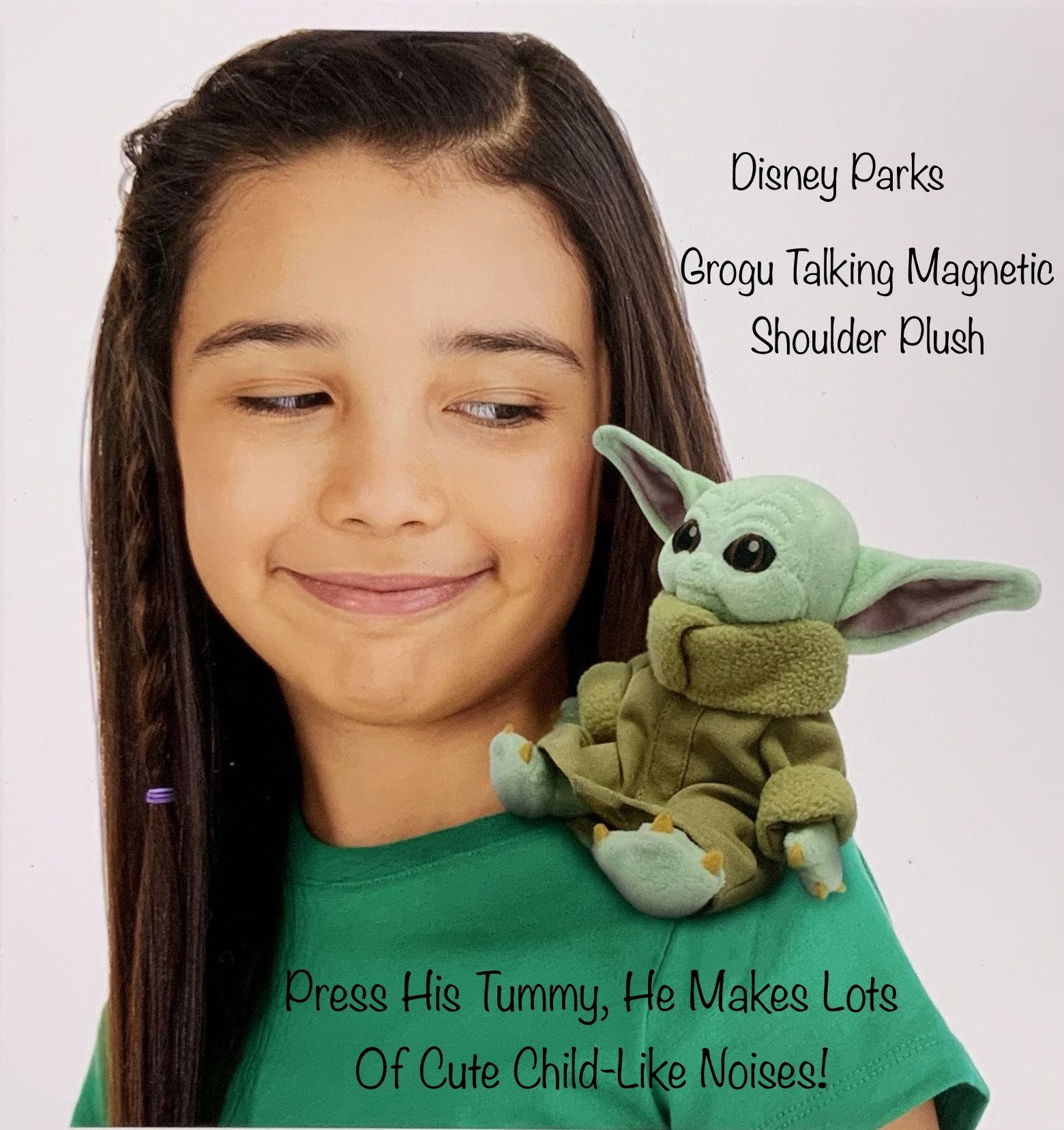 Disney Parks Star Wars Baby Yoda Grogu Talking Magnetic Shoulder Plush Doll ~New~