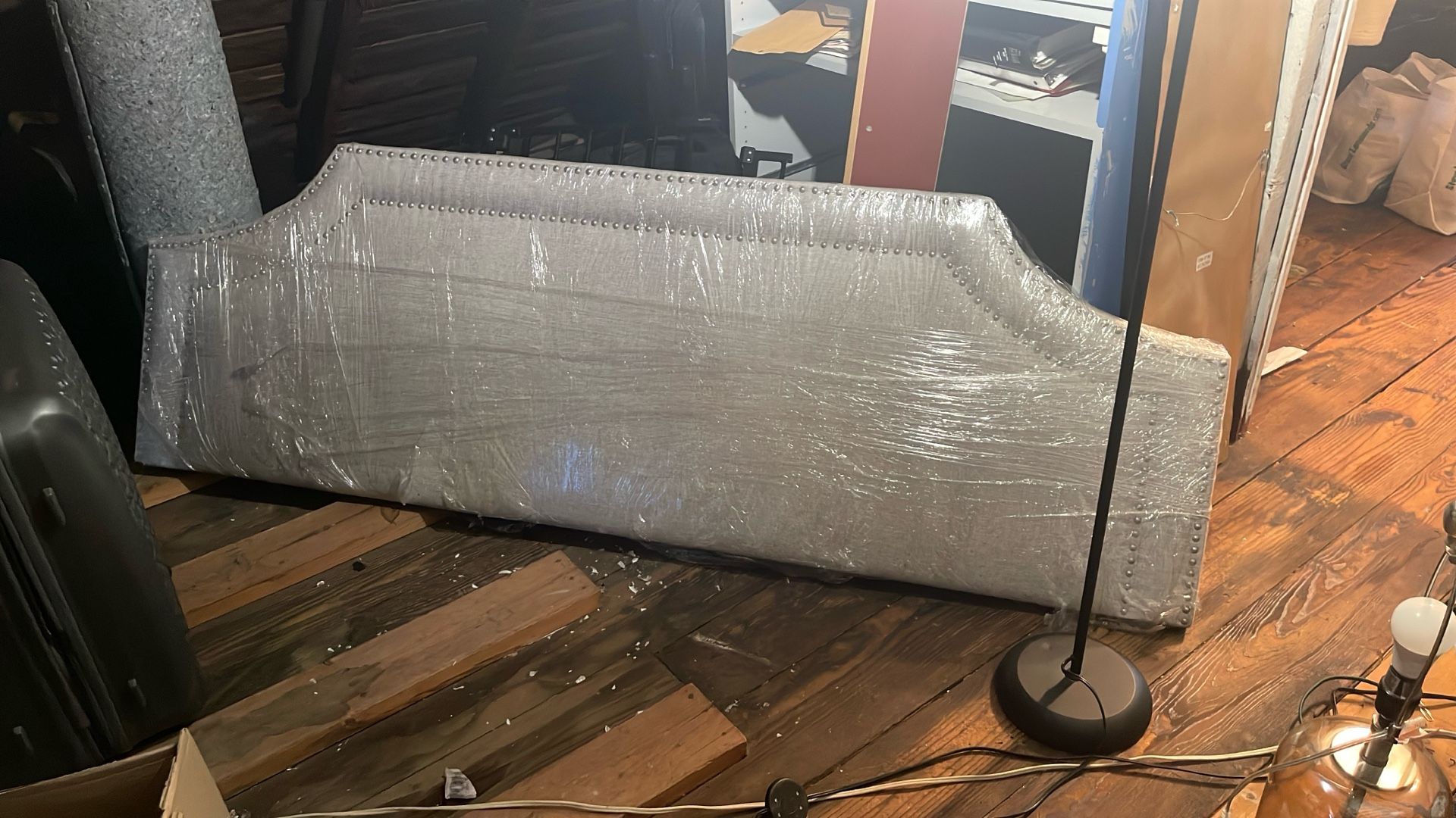 Grey king headboard 