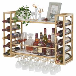 Wall Mounted Wine Rack with Glass Holder