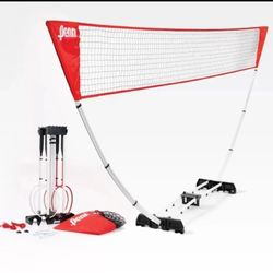 Penn Premium Easy Setup Badminton Set - 4 Rackets 2 Shuttlecocks