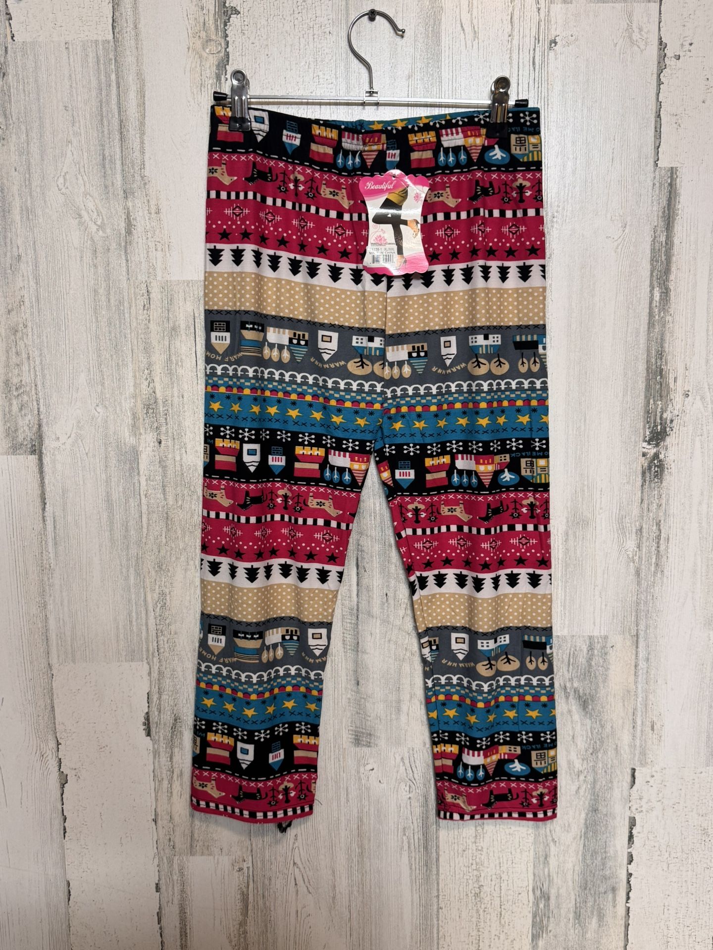 Beautiful Cozy Printed Leggings XL/XXL Multicolor Stretch Soft Winter Pattern Pa