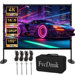 FvcDmik 150-Inch 4K Projector Screen with Stand