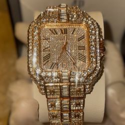 Iced-Out Rose Gold Diamond Watch