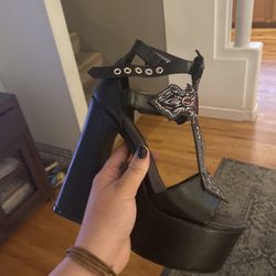 Embroidered Platform Gothic High Heels 