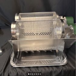 DEERFAMY Charcoal Grill Rotisserie Kit, Electric BBQ Grill with 3 Stainless Steel Rotating Baskets, Auto Swivel Roasting Grill for Backyard Outdoor Pa