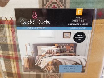 Brand New Cuddl Duds Full Sheet Set- Patchwork Lodge Warm Layers