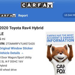 2020 Toyota RAv4 Le Hybrid