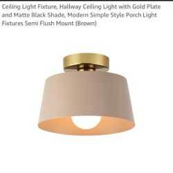 Ceiling Light Fixture, Hallway Ceiling Light with Gold Plate and Matte Black Shade
