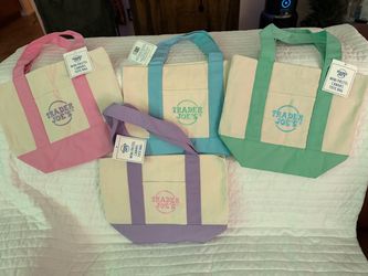 Trader Joe's Mini Pastel Canvas Tote Bags – Set of 4