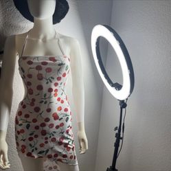 Cherry White Halter Dress