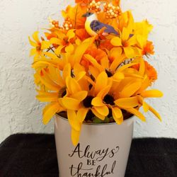 Give Thanks Yellow Articial Flower Pot