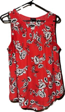 Torrid Red Floral Sleeveless Blouse