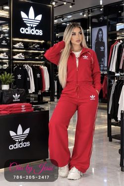 Adidas Red Tracksuit Set Women's