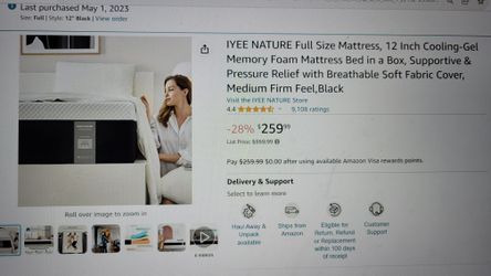 IYEE NATURE Full Size Mattress ,12 Inch Cooling-gel Memory Form Mattress