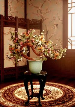 Vintage Chinese Jade Glass  Hardstone Flower Bonsai Tree Celadon Vase Chipped