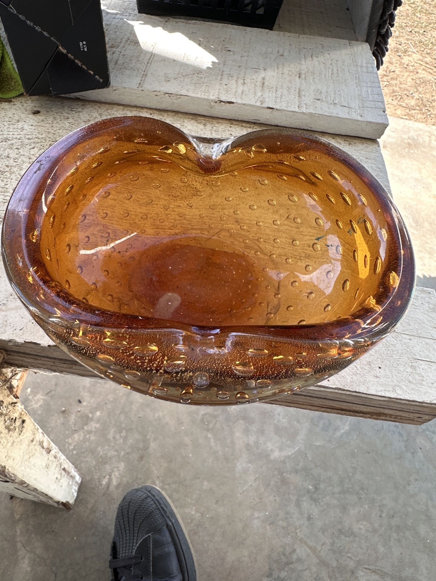 Antique Yellow Glass Bowl/tray