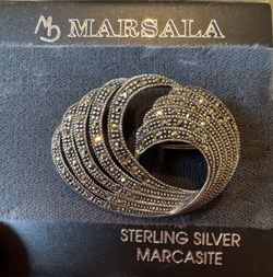 Vintage Silver Marcasite Brooche - Marsala Brand 