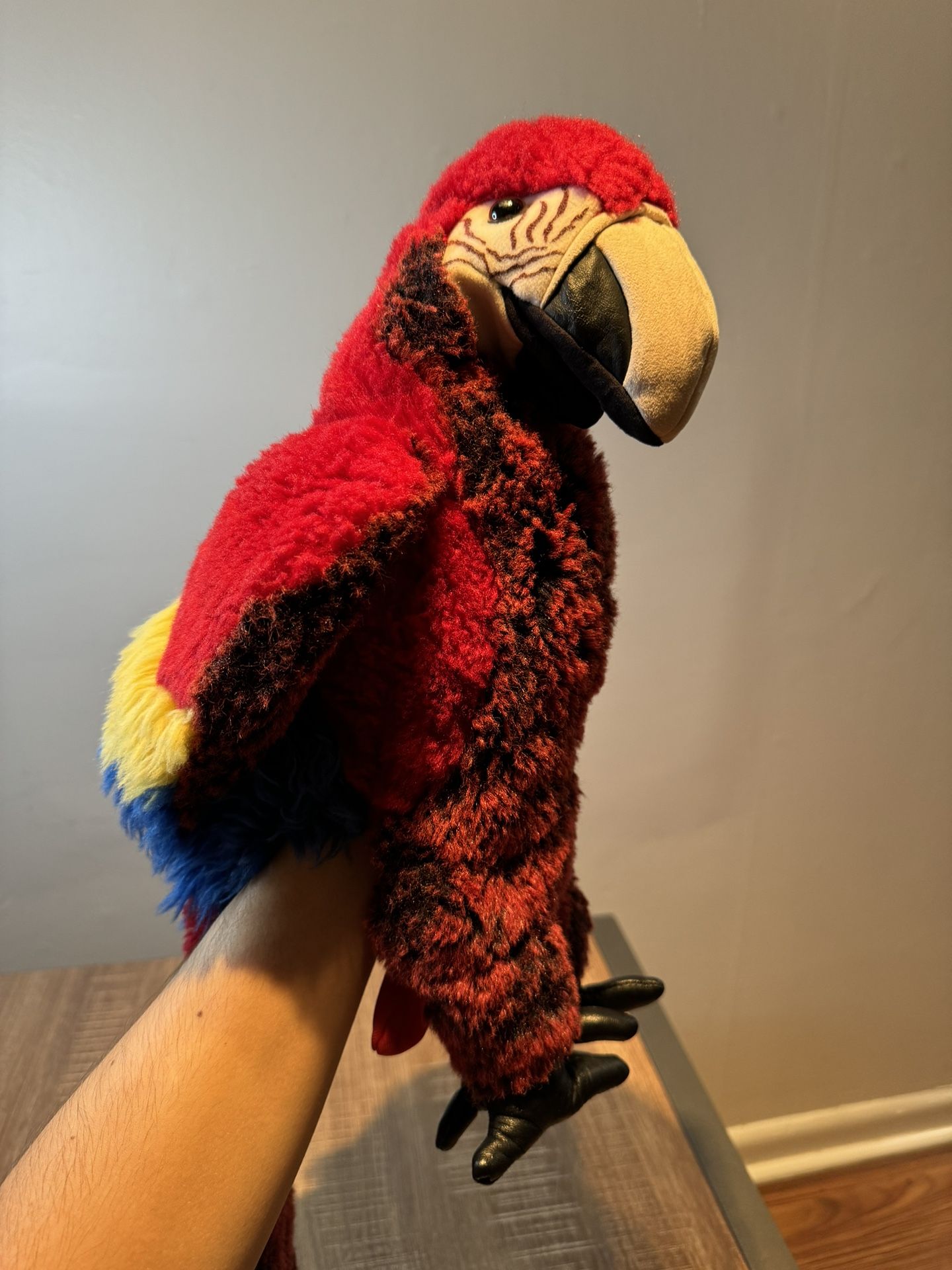 Folkmanis SOFT SCARLET RED MACAW PARROT HAND PUPPET 16" Plush STUFFED ANIMAL Toy