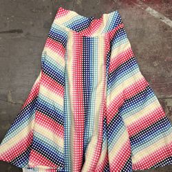 Vooodoo vixen Vintage-inspired Multicolor Rainbow Gingham Circle Skirt - Size M