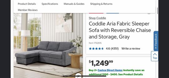 Brand new grey sofa with storage