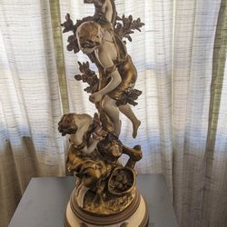 Vintage Metal Lamp, Moreau Sculpture 