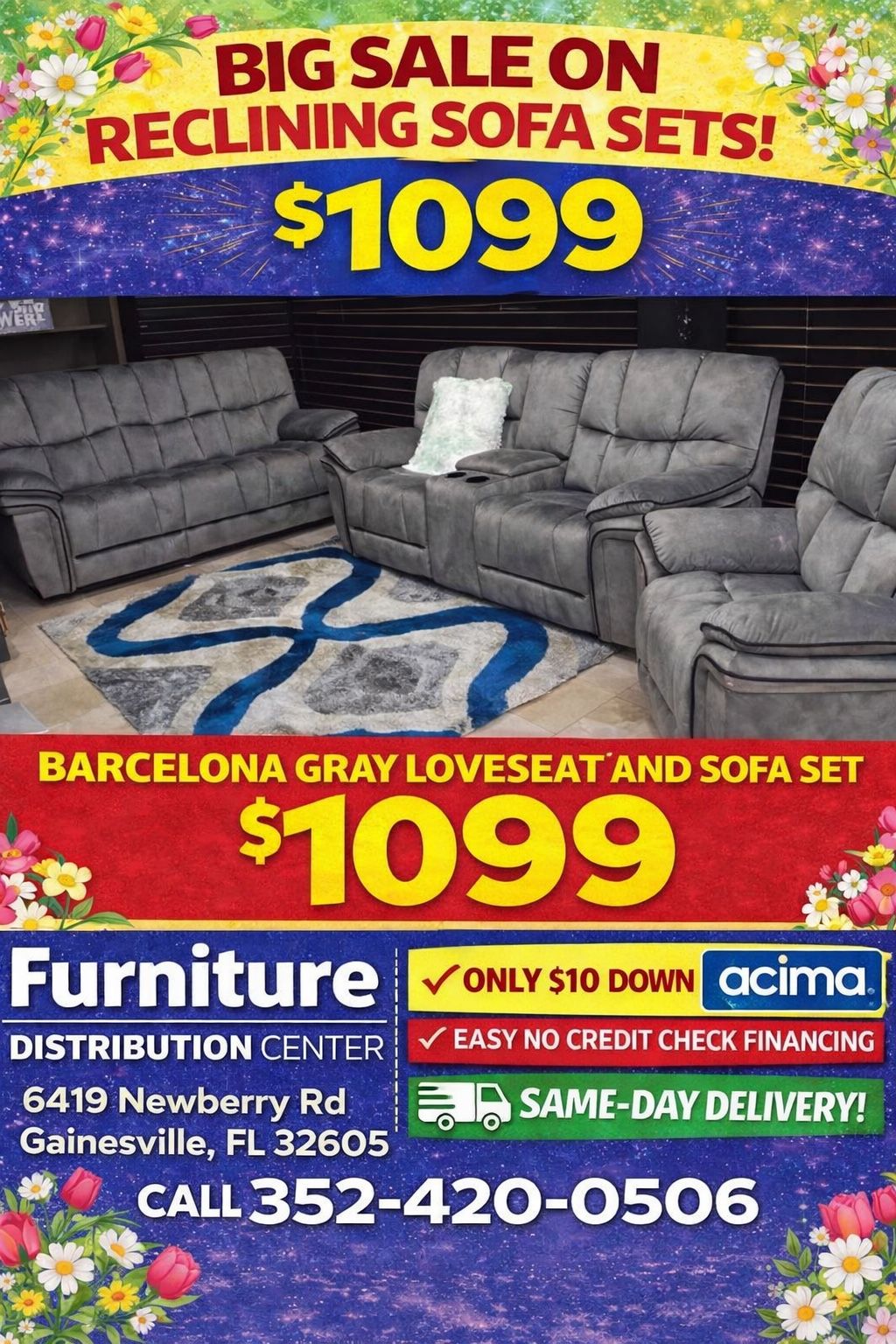 BARCELONA GRAY LOVESEAT AND SOFA SET $1099!