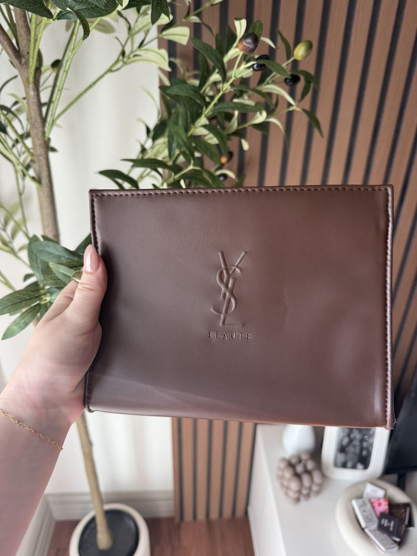 YSL Brown Makeup Pouch
