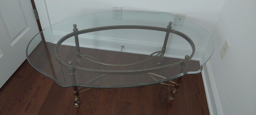 Glass/metal Coffee Table And 2 Side Tables