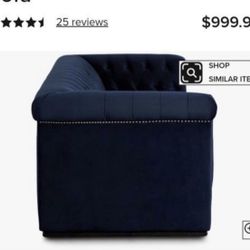 Pair of Navy Blue Velvet Tufted Armchairs