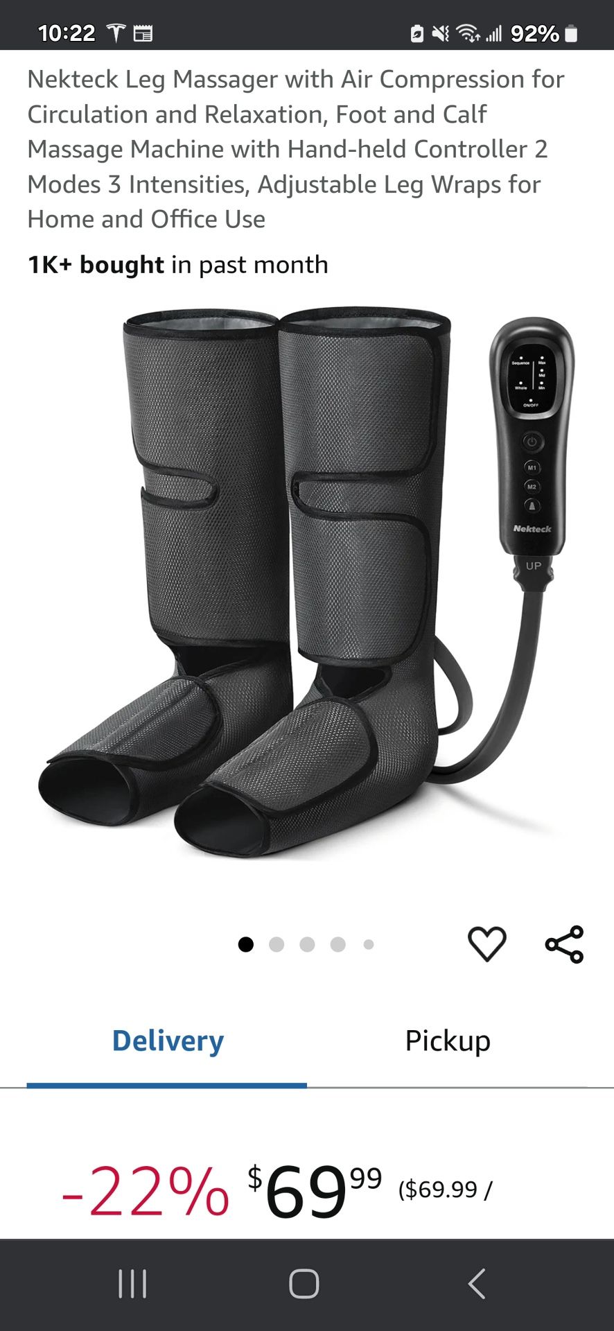 Nekteck Leg Massager with Air Compression for Circulation and Relaxation, Foot and Calf