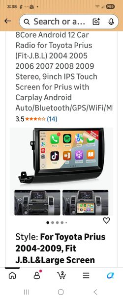 Naifay Android 12 Car Radio for Toyota Prius (Fit-J.B.L Version) 2004 2005 2006 2007 2008 2009 Screen, 9inch IPS Touch Screen for Prius Stereo with Ca
