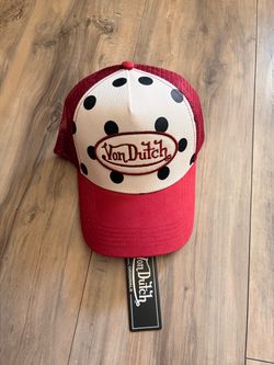 Von Dutch White Polka Dot Trucker Hat