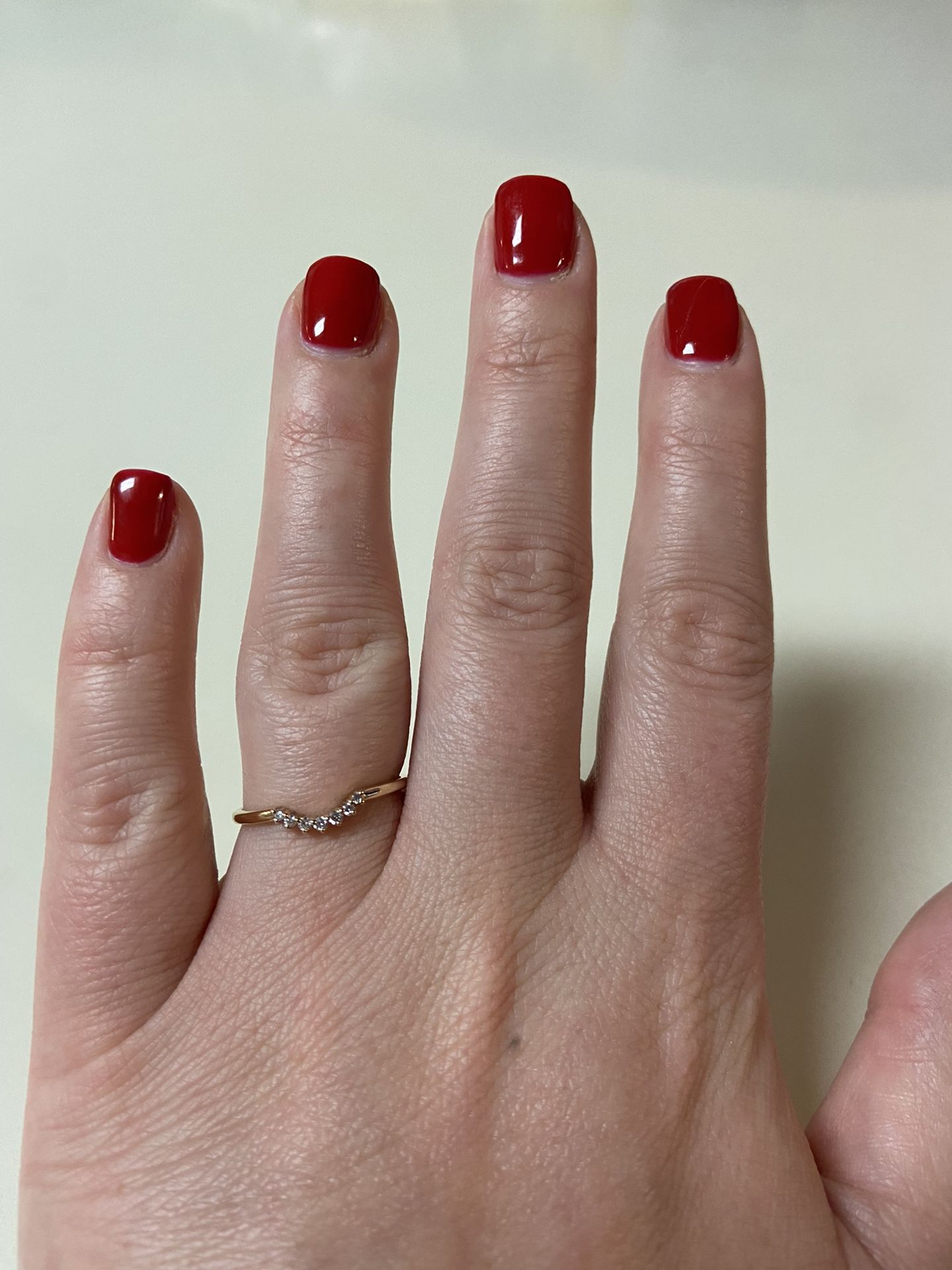 14k Gold Curved Wedding Band 7-Diamond Crown Unique - Size 7.25